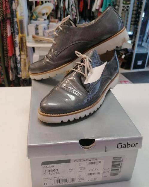Gabor grijs lak veter schoenen met grove zool mt 40.5 38129