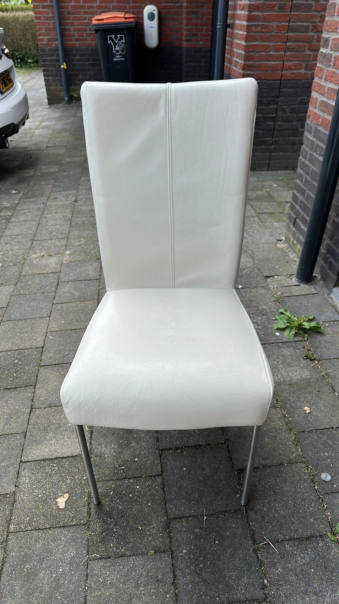 Witte lederen leren stoelen eetkamer met rits, Ophalen, Gebruikt, Twee, Wit