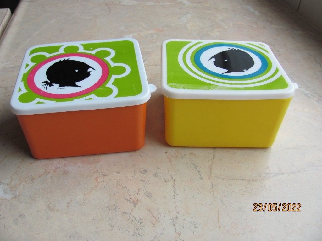 HEMA 2x JIP JANNEKE opbergdoosjes SNACKBOX geel oranje IZGS, Kunststof, Ophalen of Verzenden, Meerkleurig, Overige merken