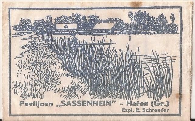 Haren (Gr) suikerzakje 50/60er jaren Paviljoen "Sassenhein", Verzamelen, Suikerzakjes, Ophalen of Verzenden, Nederland