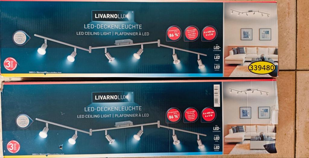 Gratis 2x LIVARNO LUX LED-plafondlamp met 6 spots, Ophalen, Modern, Industrieel, 150 tot 200 cm, Nieuw