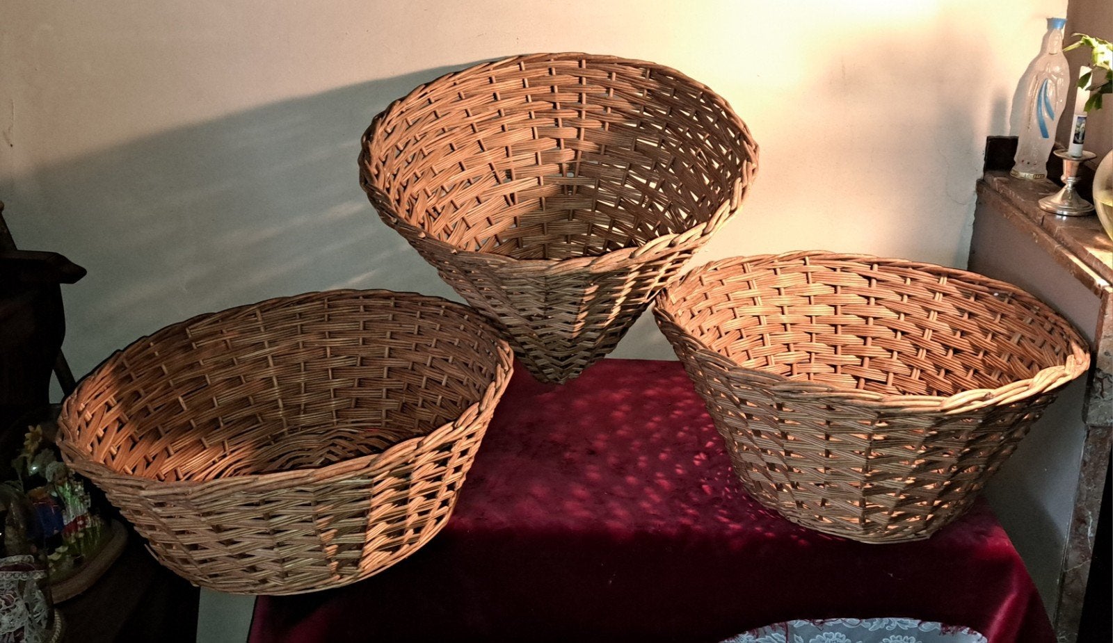Mand manden oude rieten manden decoratie, Antiek en Kunst, Curiosa en Brocante, Ophalen