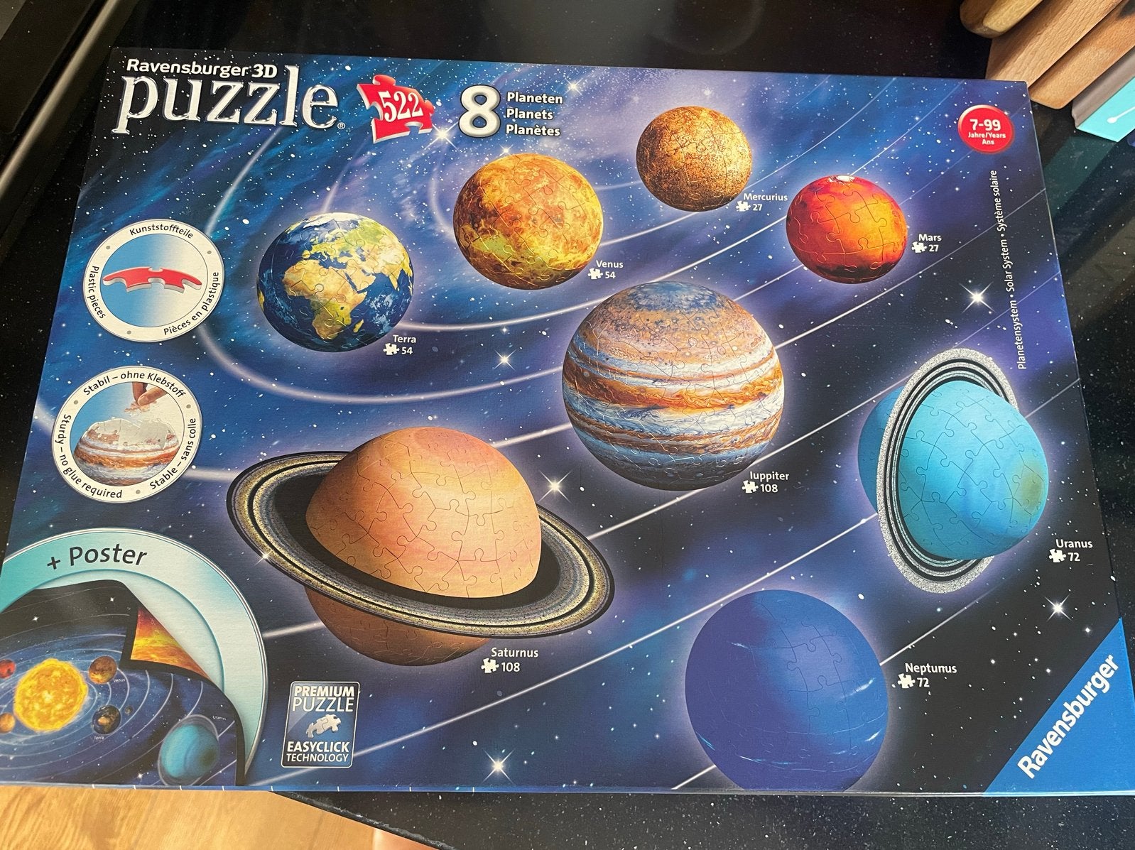 Ravensburger 3D Puzzel Planetensysteem - 522 stukjes, Ophalen of Verzenden, Meer dan 50 stukjes, Zo goed als nieuw, 6 jaar of ouder