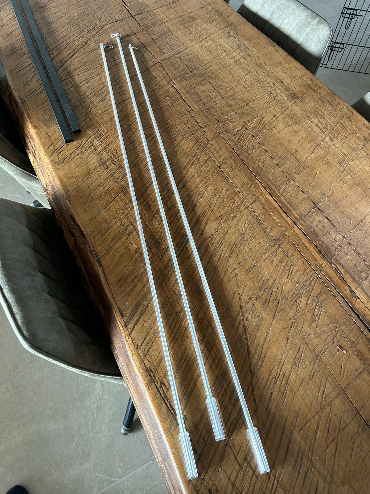 Transparante trekstangen 3x - 122 cm lang, Ophalen, Nieuw, Gordijn, Lichtdoorlatend