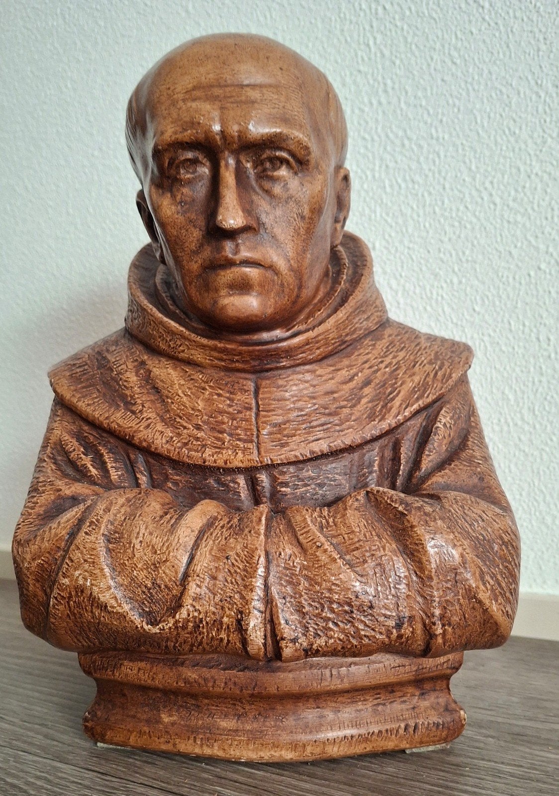 Brocante borstbeeld Pater - 30 cm, Gips, Buste, Ophalen of Verzenden, 20 - 50 cm