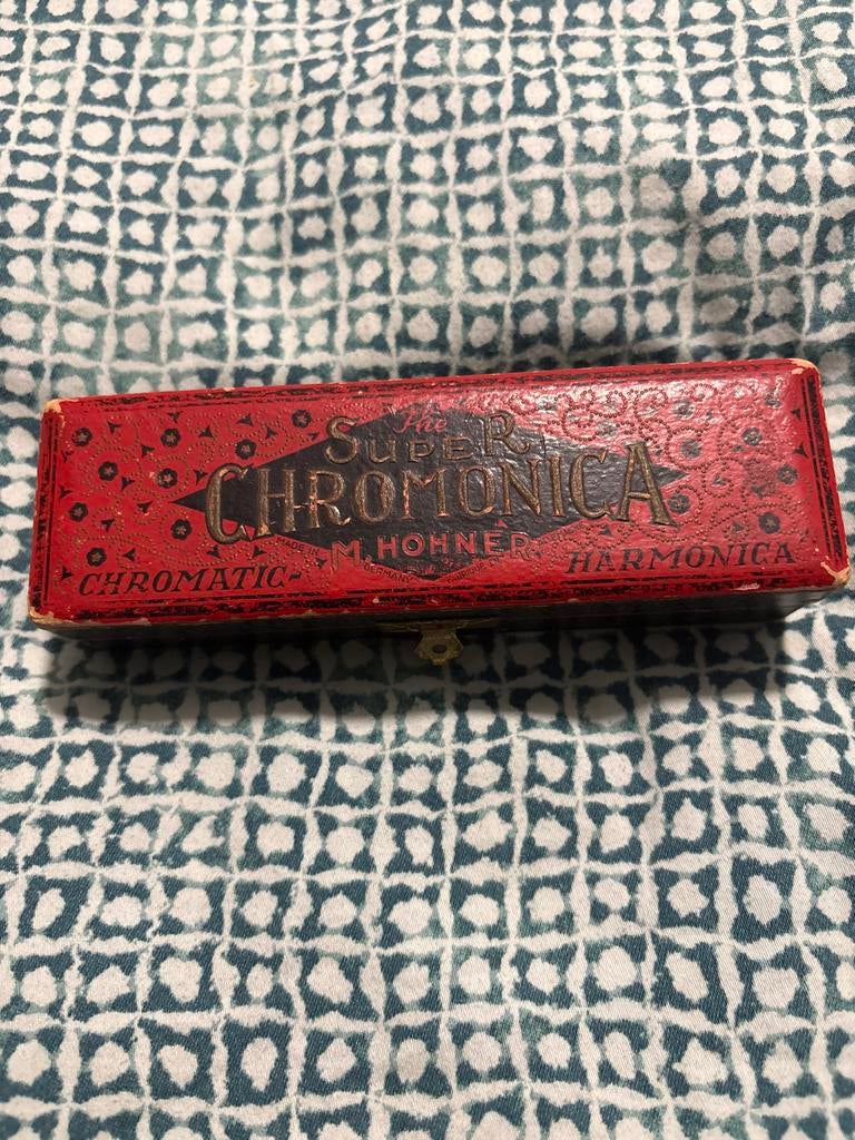 Vintage Hohner Super Chromonica Mondharmonica in doos, Gebruikt, Verzenden, Overige typen, Chromatisch