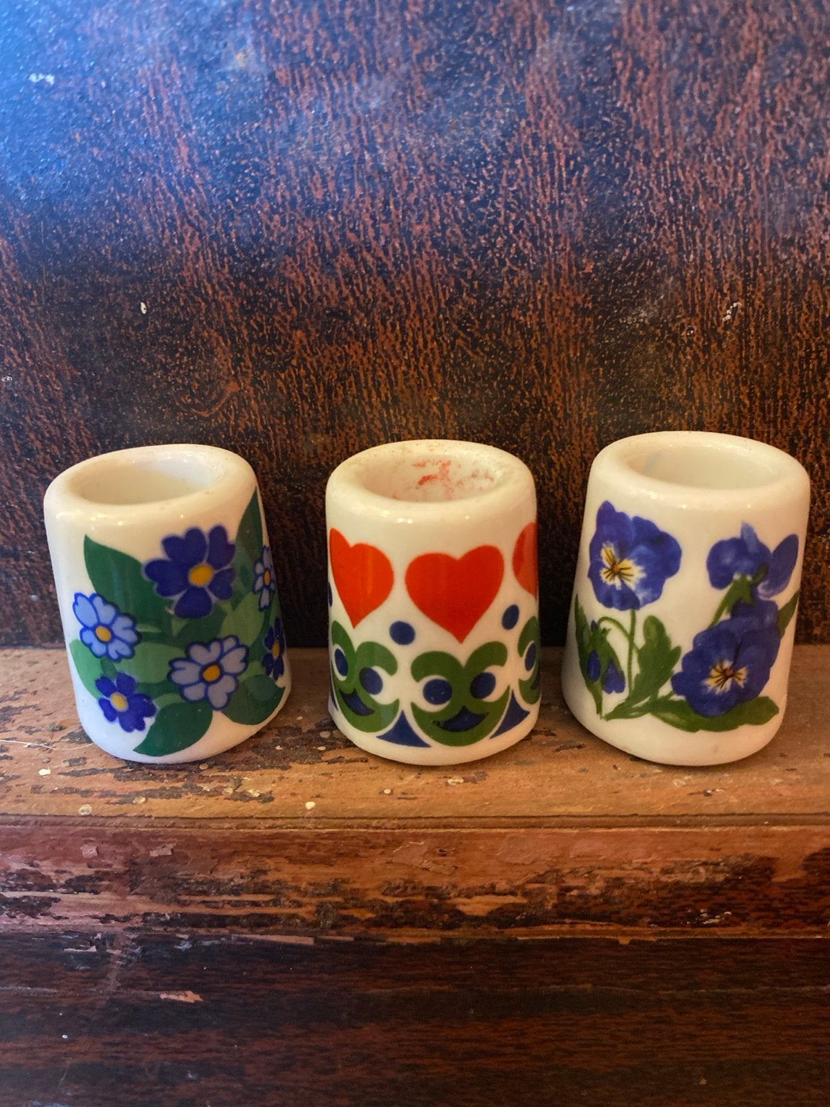Set van 3 Vintage Bloemen miniatuur kandelaars, Ophalen of Verzenden