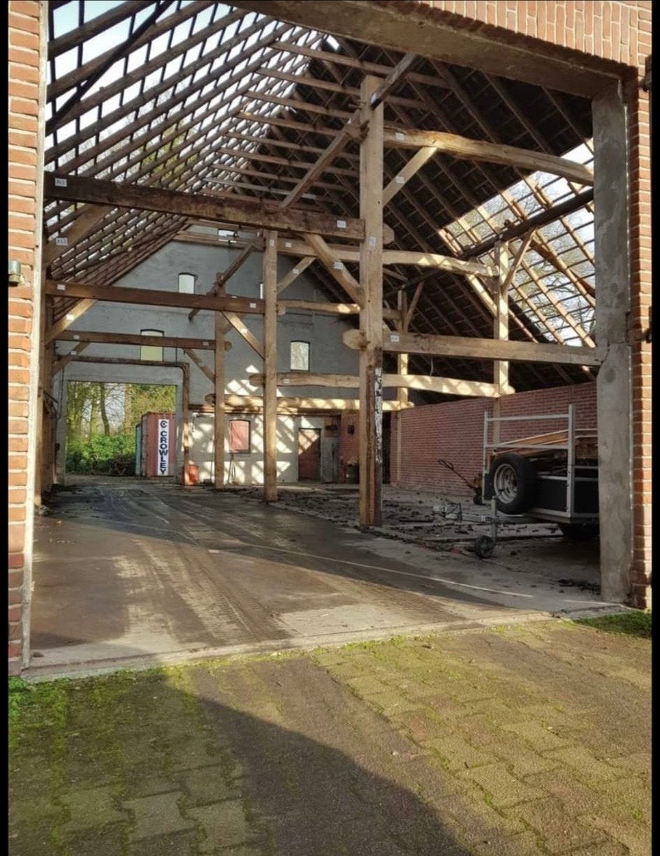 Uniek!! Complete constructie! massieve oude eiken gebinten, Doe-het-zelf en Verbouw, Hout en Planken, Ophalen, Gebruikt, Eiken