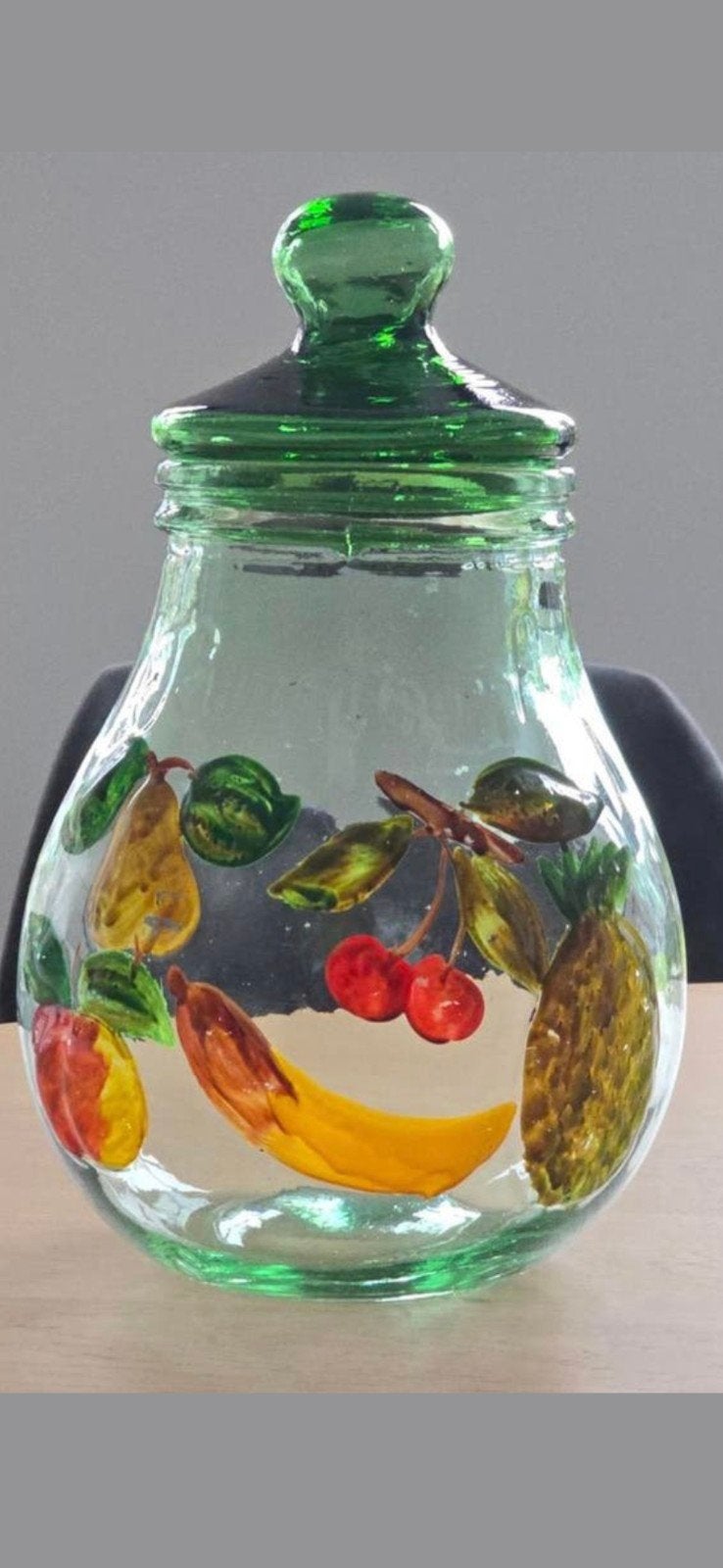 Zeldzame antieke grote glazen RUMTOPF pot / snoeppot €35, Ophalen of Verzenden