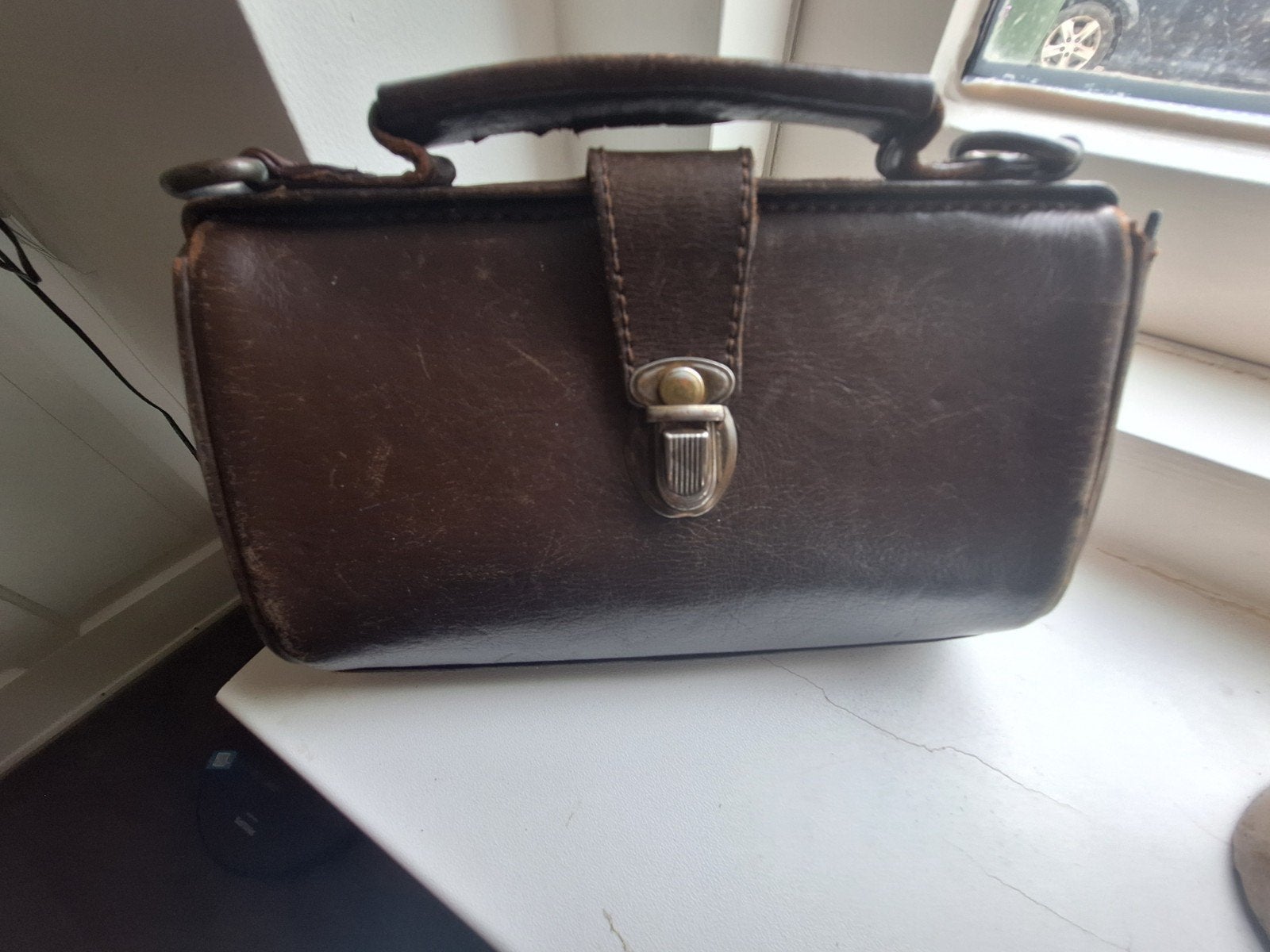 Kleim Dokterstasje Koffer Leer met Batik Voering, Ophalen of Verzenden, Gebruikt, Bruin, Overige typen