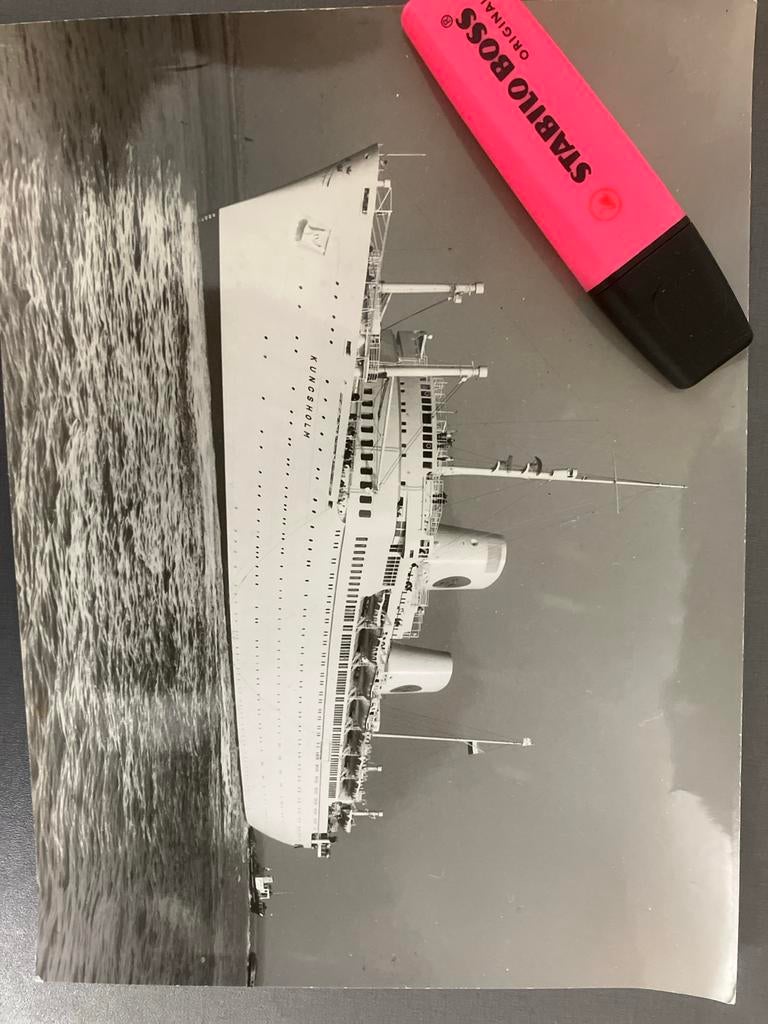 Zwart-wit foto M.S. Kungsholm, gebouwd in Vlissingen, Gebruikt, Verzenden, Foto, 1940 tot 1960