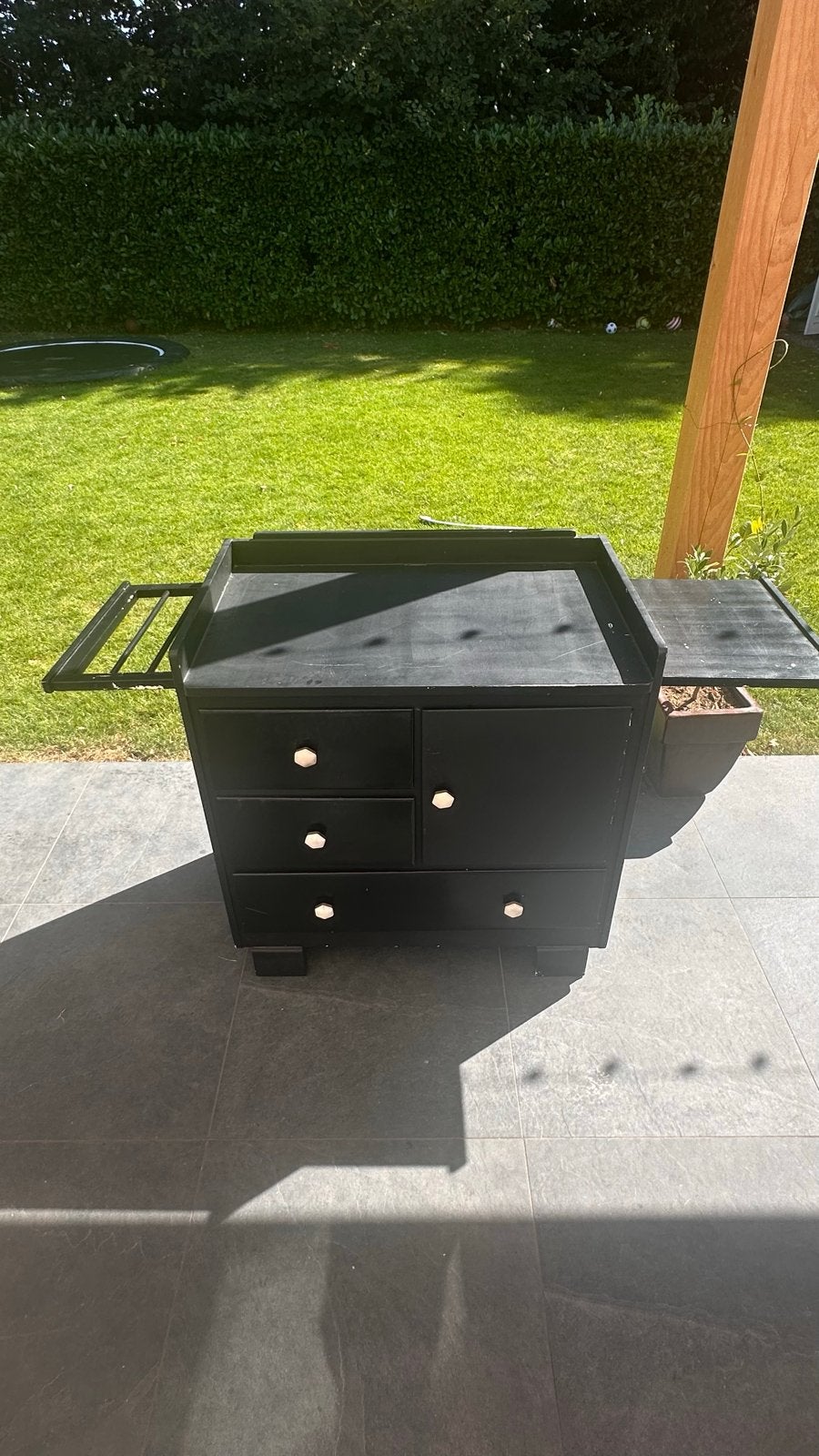Zwart geverfde baby commode met lades en opbergruimte, Ophalen, Gebruikt, 50 tot 70 cm, 100 cm of meer