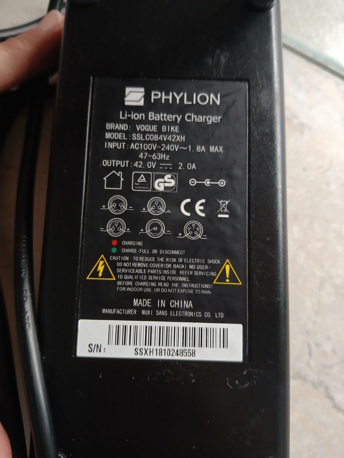 Phylion Li-ion Batterijlader voor Vogue Bike, Fietsen en Brommers, Zo goed als nieuw