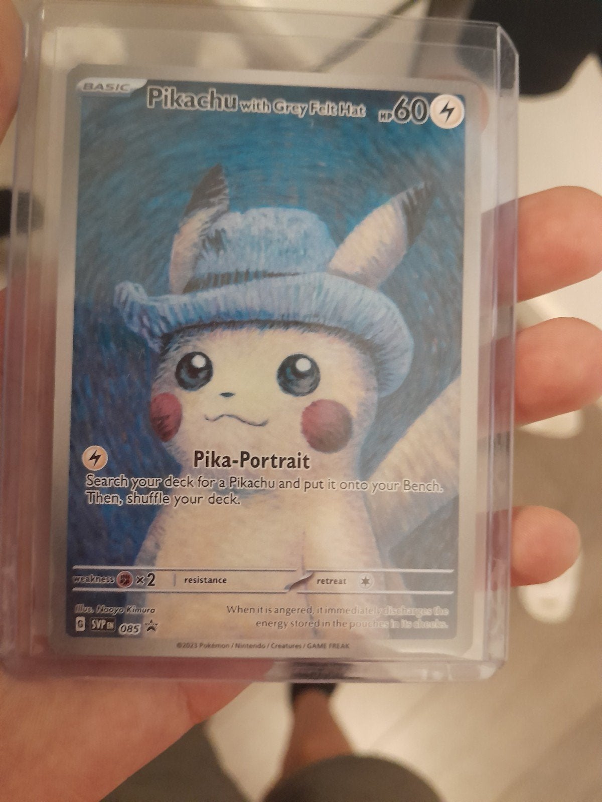 Pikachu van gogh / with Grey felt hat, Ophalen of Verzenden, Nieuw, Losse kaart, Foil