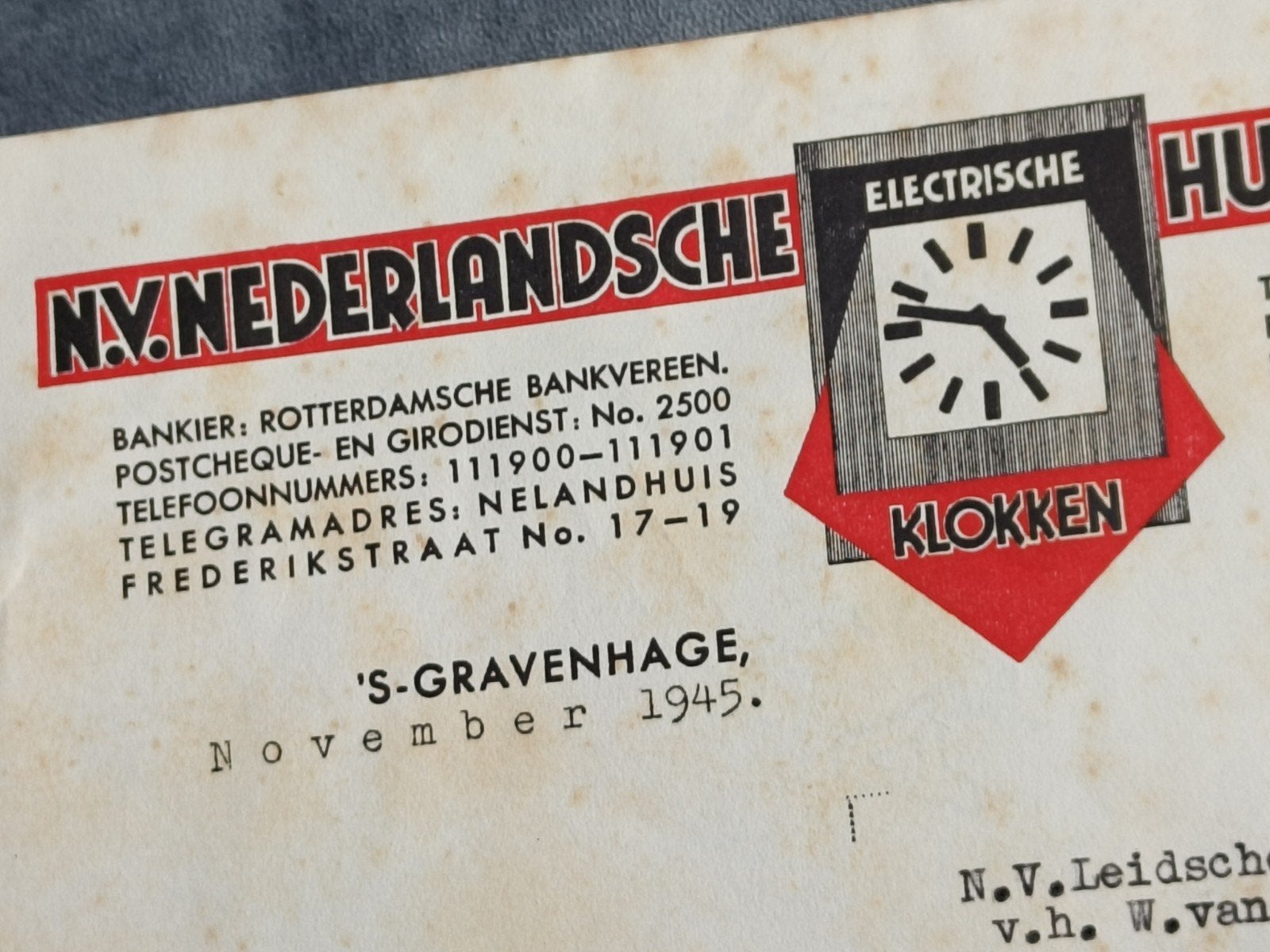 1945, BRIEF N.V. NEDERLANDSCHE HUISTELEFOON MIJ., Ophalen of Verzenden, Gebruikt, Overige typen