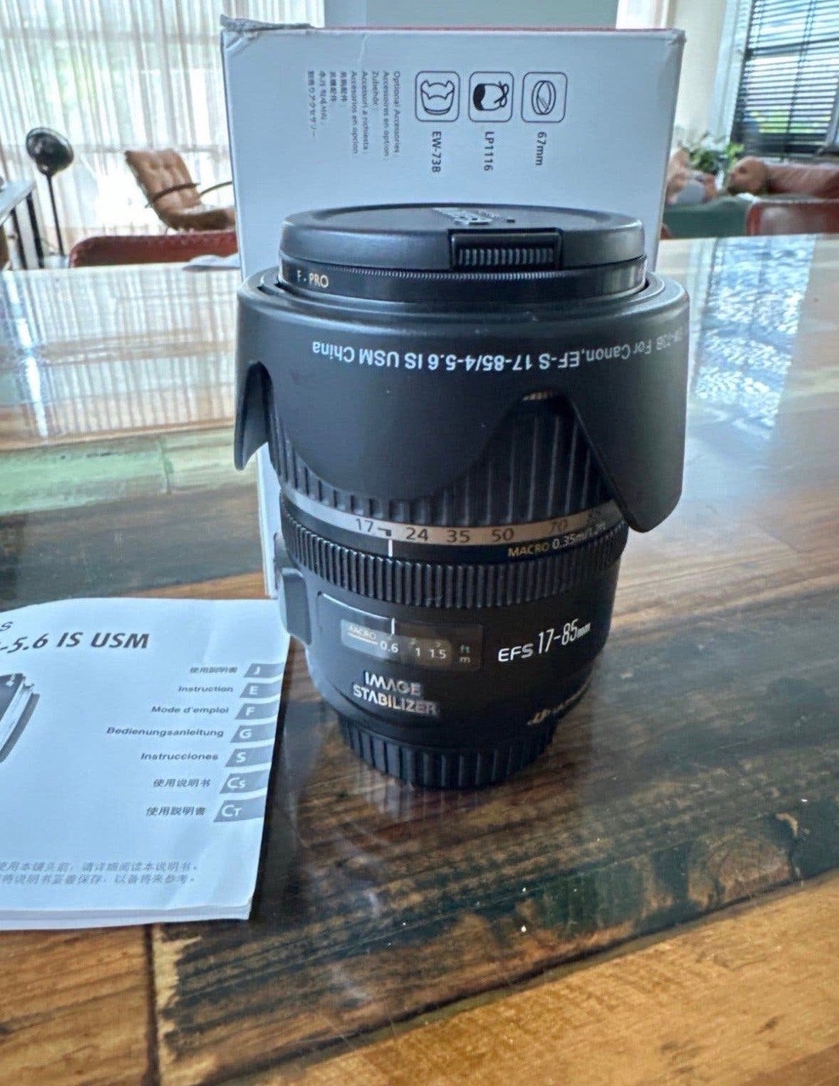 Canon EFS 17-85mm f/4-5.6 IS USM lens met zonnekap en filter, Canon, Autofocus, Ophalen of Verzenden, Zo goed als nieuw