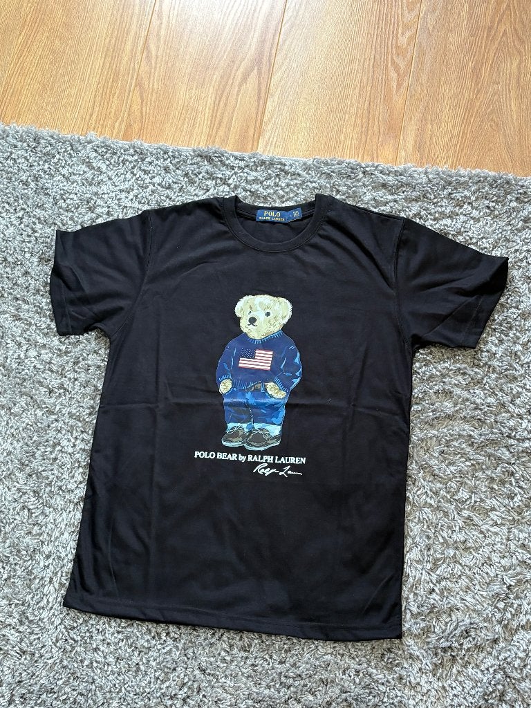 Ralph Lauren T-Shirt Zwart met Beer Frontprint in Maat L, Maat 52/54 (L), Zwart, Ophalen of Verzenden, Zo goed als nieuw