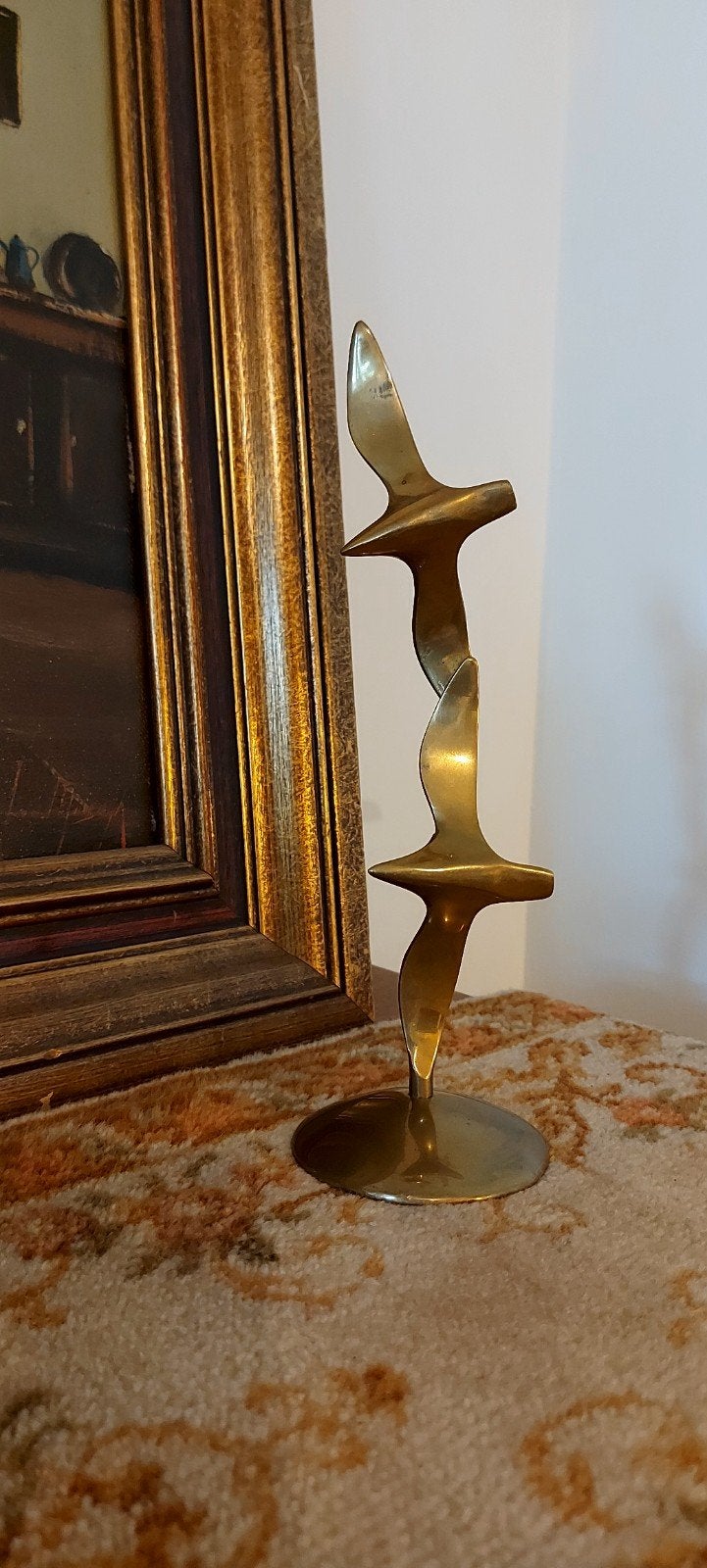 Prachtige Antieke messing sculptuur: vliegede meeuwen, Antiek en Kunst, Ophalen of Verzenden