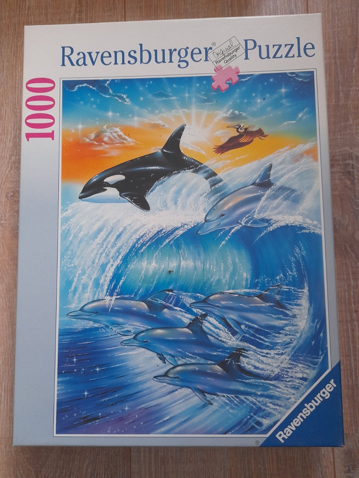 Ravensburger puzzel 1000 stukjes orka en dolfijnen., Verzenden, 500 t/m 1500 stukjes, Zo goed als nieuw