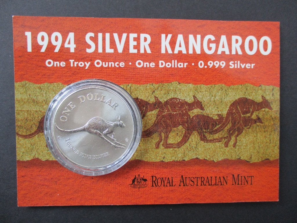 1994 Australia Kangaroo in Blister 1 Oz silver BU (RAM), Ophalen of Verzenden, Zilver