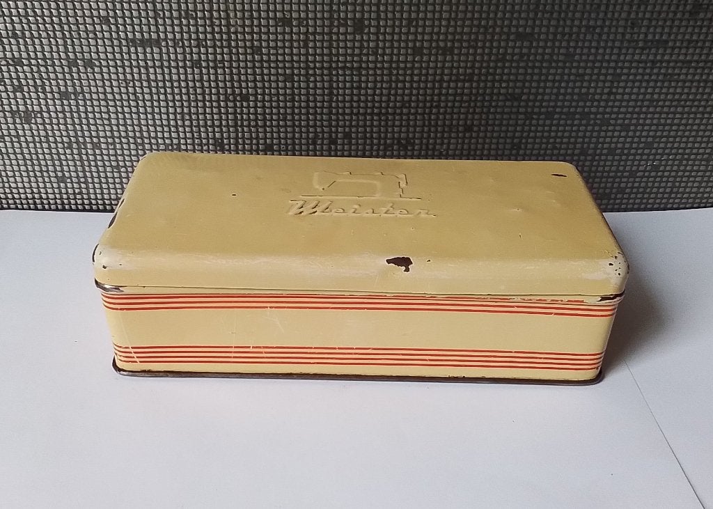 vintage meister naaimachine blik uit de jaren 60, Verzenden, Gebruikt, Overige