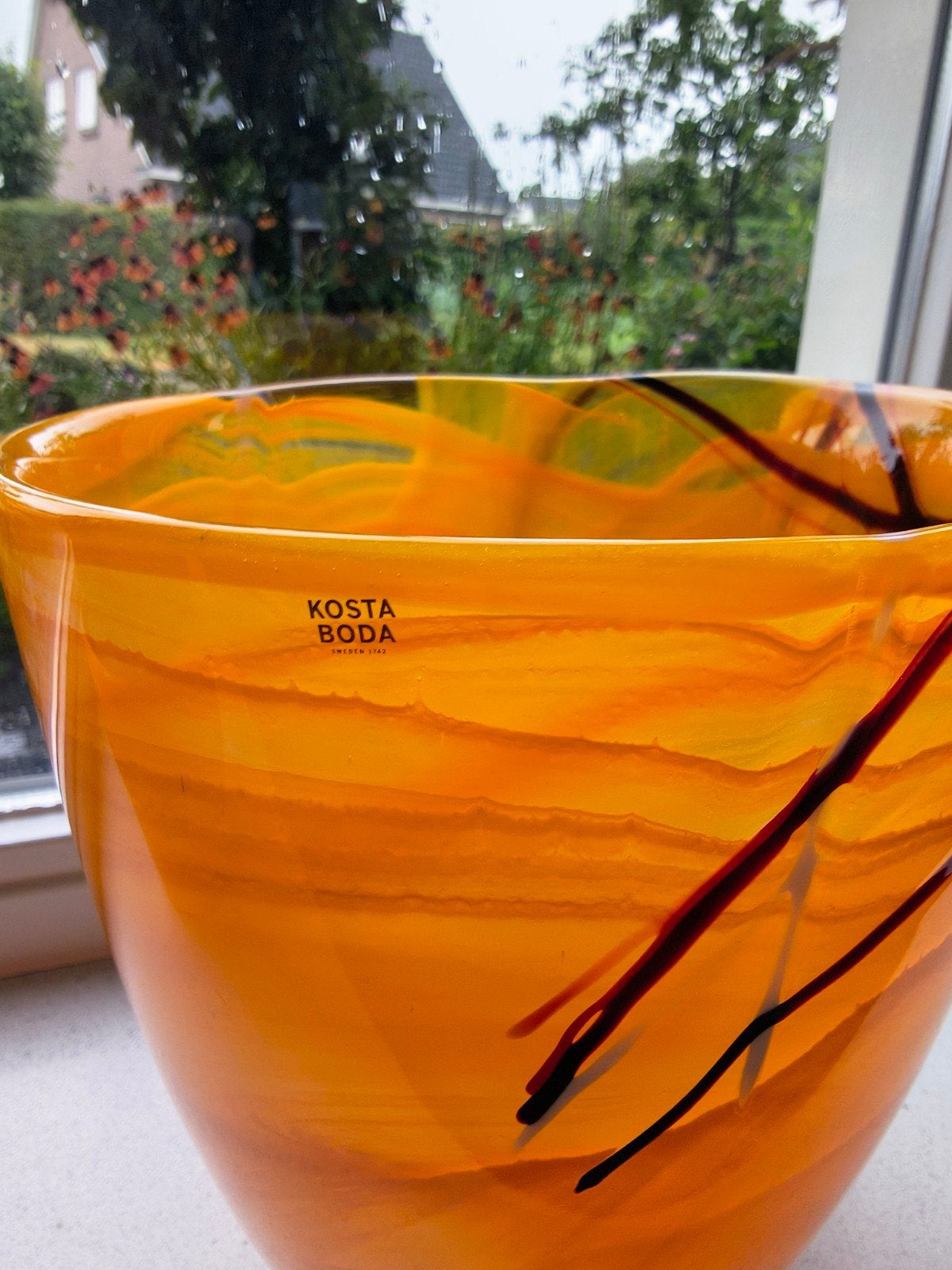 Kosta Boda oranje vaas Contrast serie, Anna Ehrner, Ophalen of Verzenden