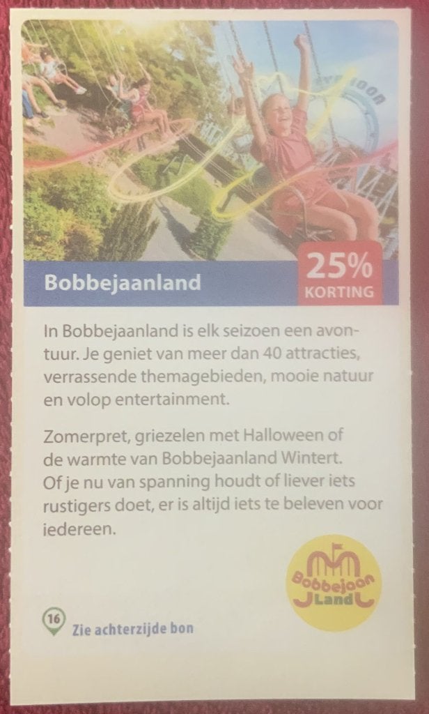 Bobbejaanland Attractiepark in Lichtaart België Voordeelbon, Drie personen of meer, Kortingskaart