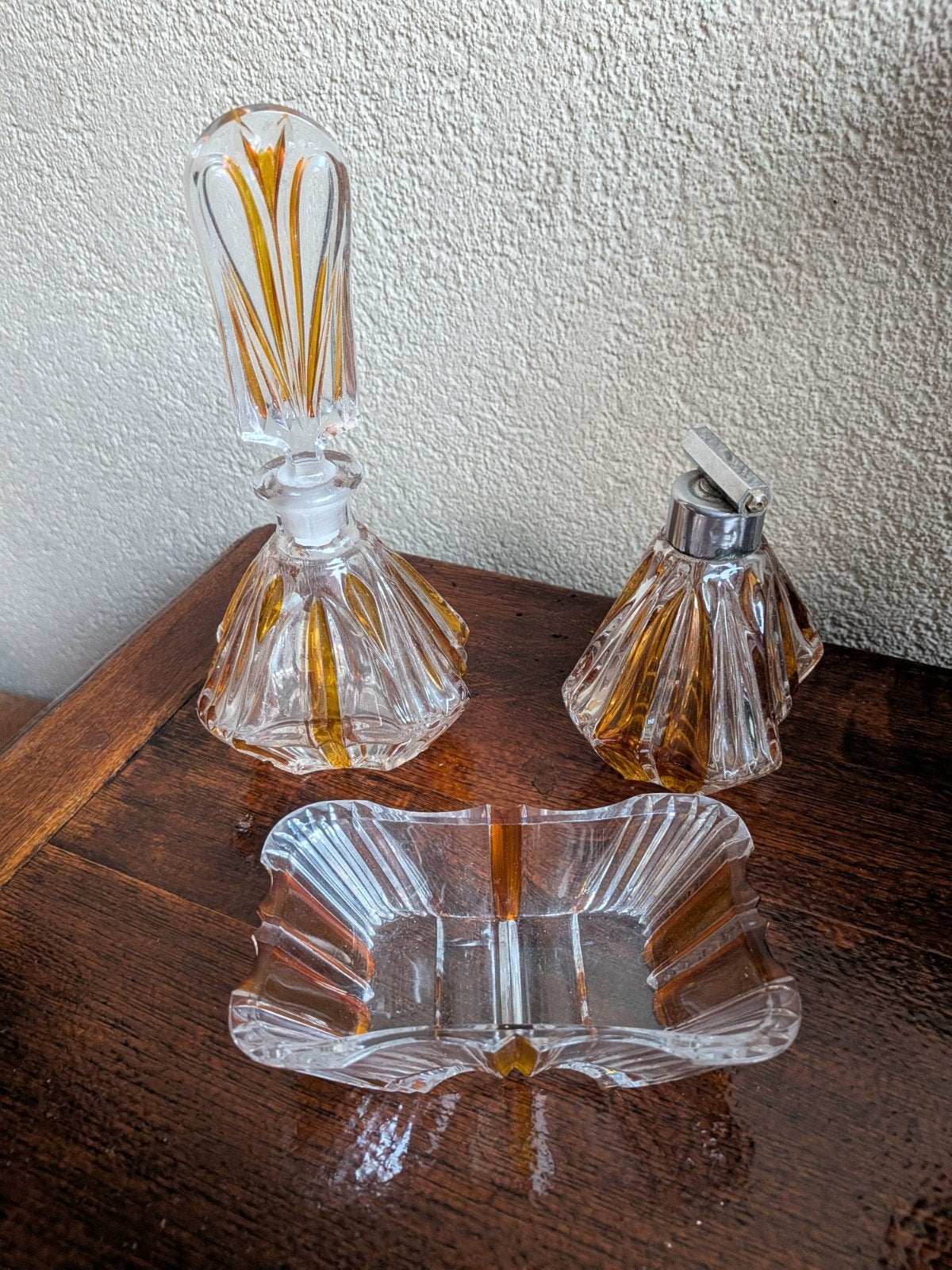Art Deco kaptafelset '1930, vervaardigd uit kristalglas., Antiek en Kunst, Ophalen of Verzenden