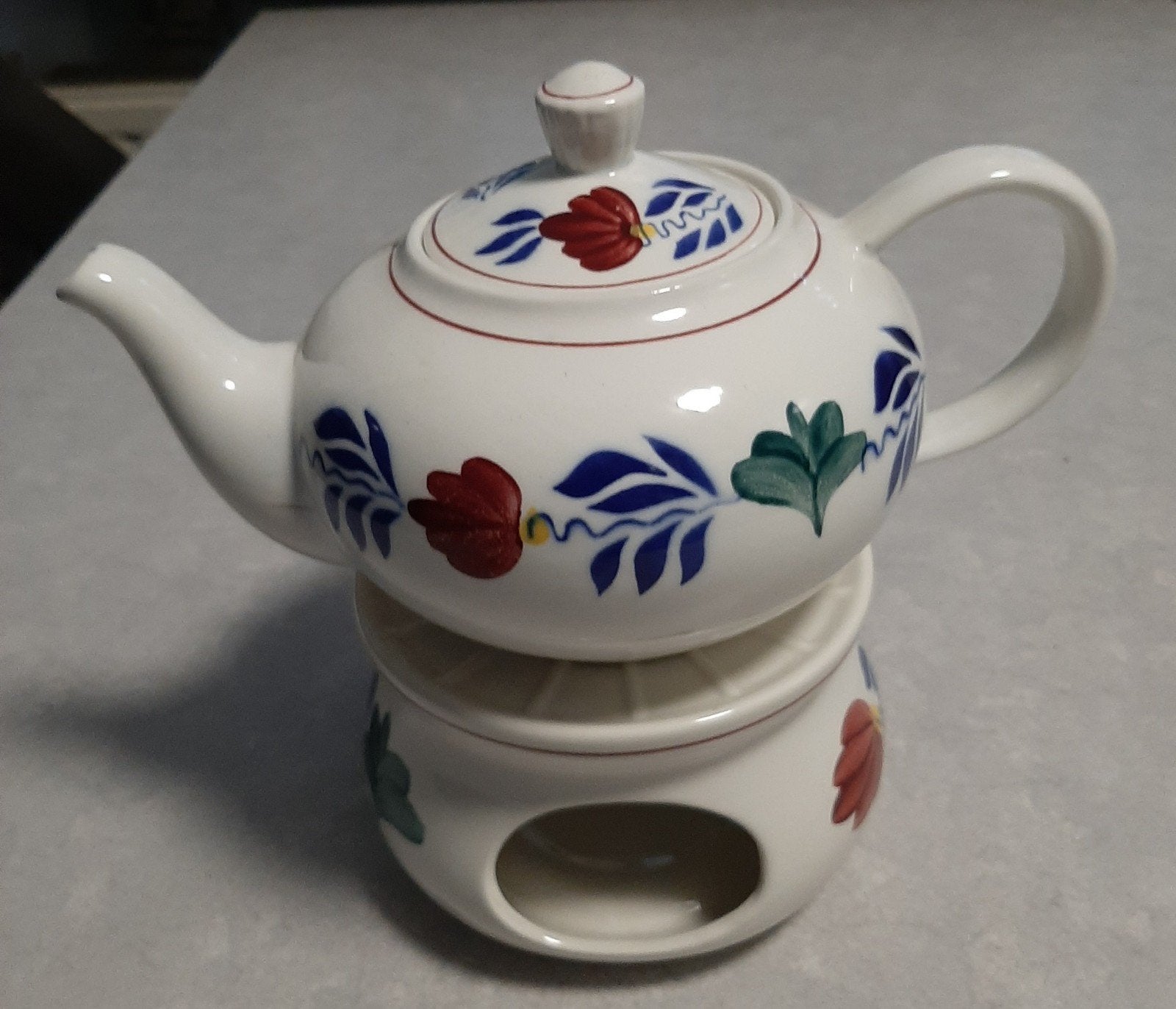 boerenbont theelicht met theepot NIEUW, Ophalen of Verzenden, Nieuw, Aardewerk, Overige typen