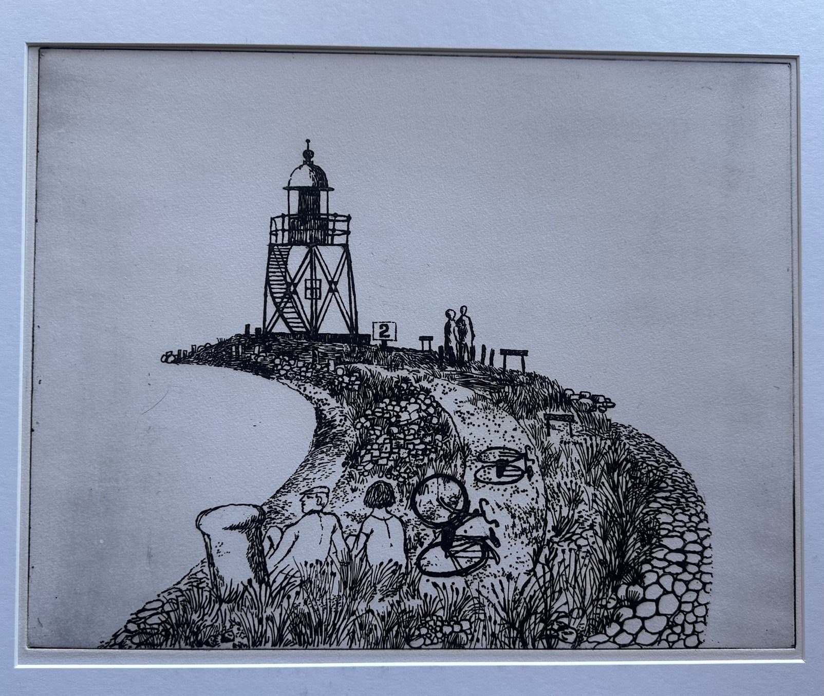 Herman Berserik; De Pier. Ets, in vier Verschillende Staten, Antiek en Kunst, Ophalen of Verzenden, Blanco verso, Landschap, 1950 - 1999