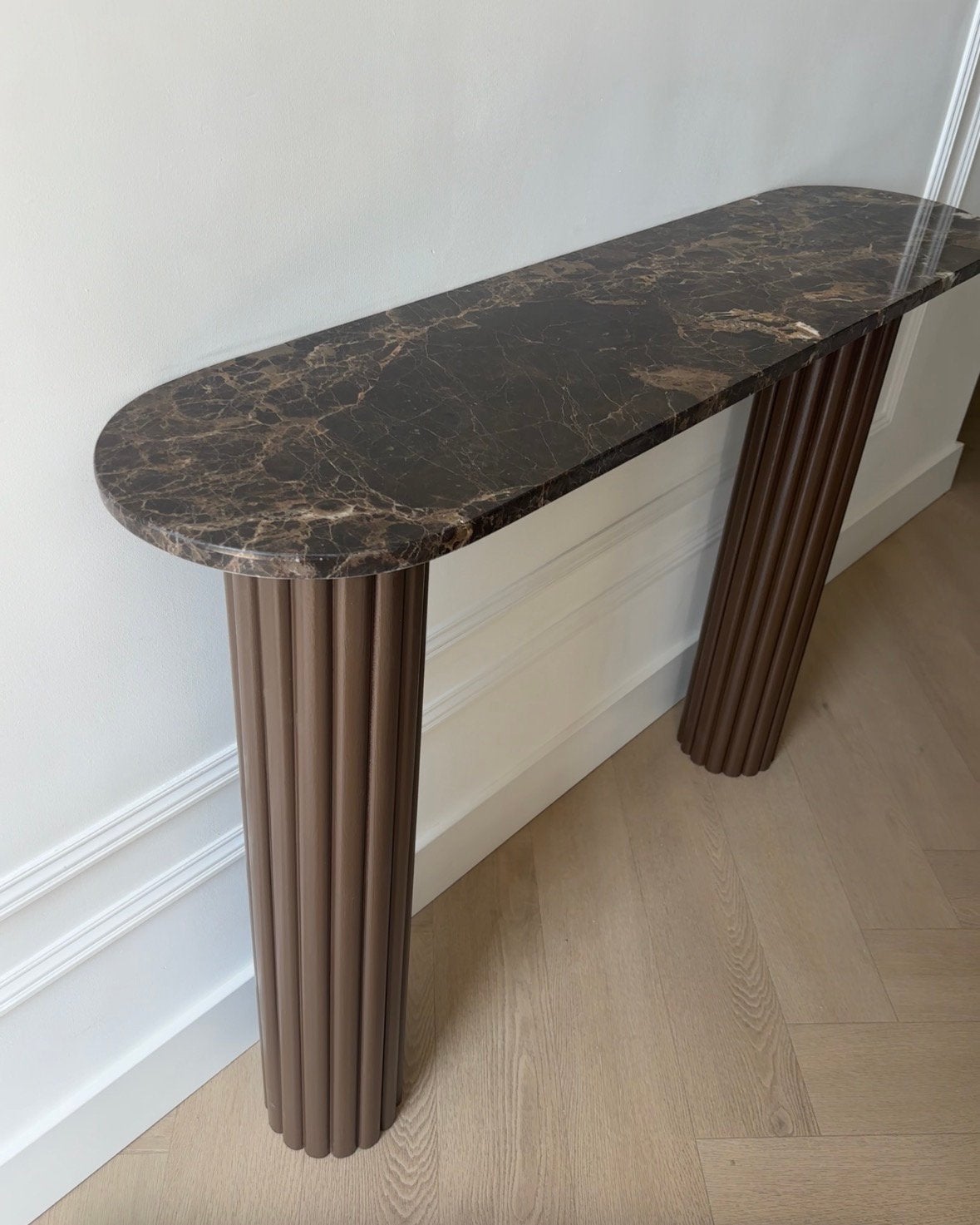 Luxe Sidetable – Dark Emperador Handgemaakt 120 x 30 x 80 cm, Huis en Inrichting, Tafels | Sidetables, Ophalen, 100 tot 150 cm