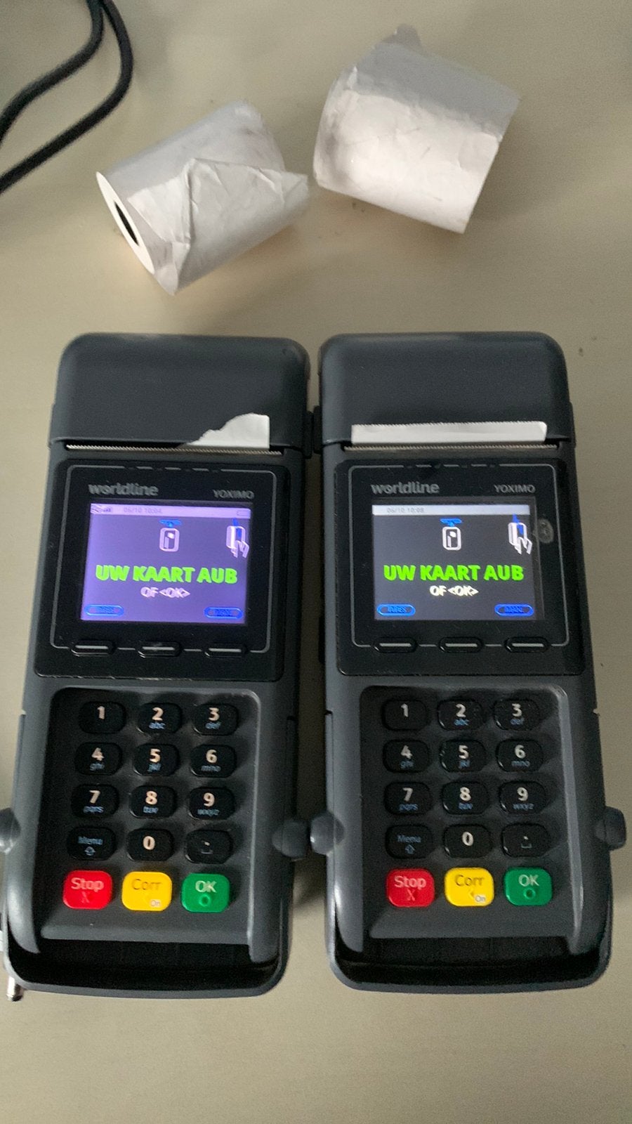 Wordline Yoximo pin terminals + bonnetjes papier en kabels, Ophalen of Verzenden, Computers en Rekenmachines