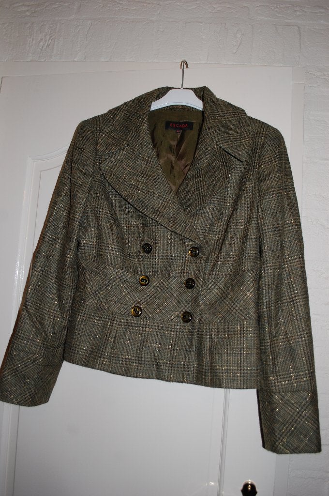 Escada, origineel vintage ruit jasje, mt 40, Maat 38/40 (M), Escada, Ophalen of Verzenden, Zo goed als nieuw