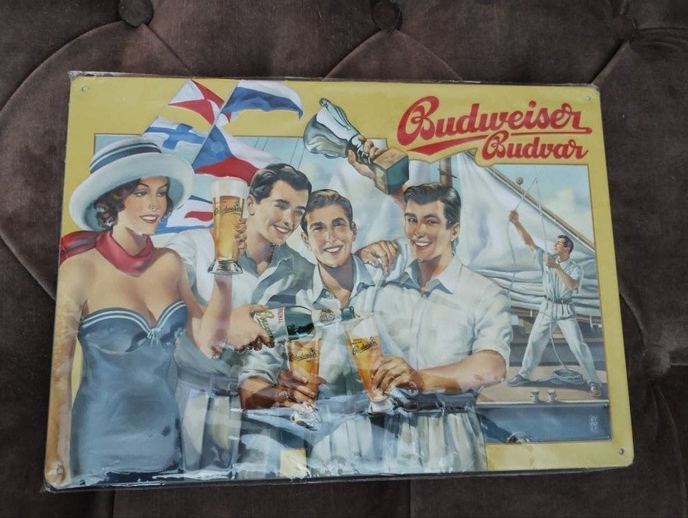 Budweiser Budvar Reclamebord - Vintage Stijl, Ophalen of Verzenden, Nieuw, Reclamebord