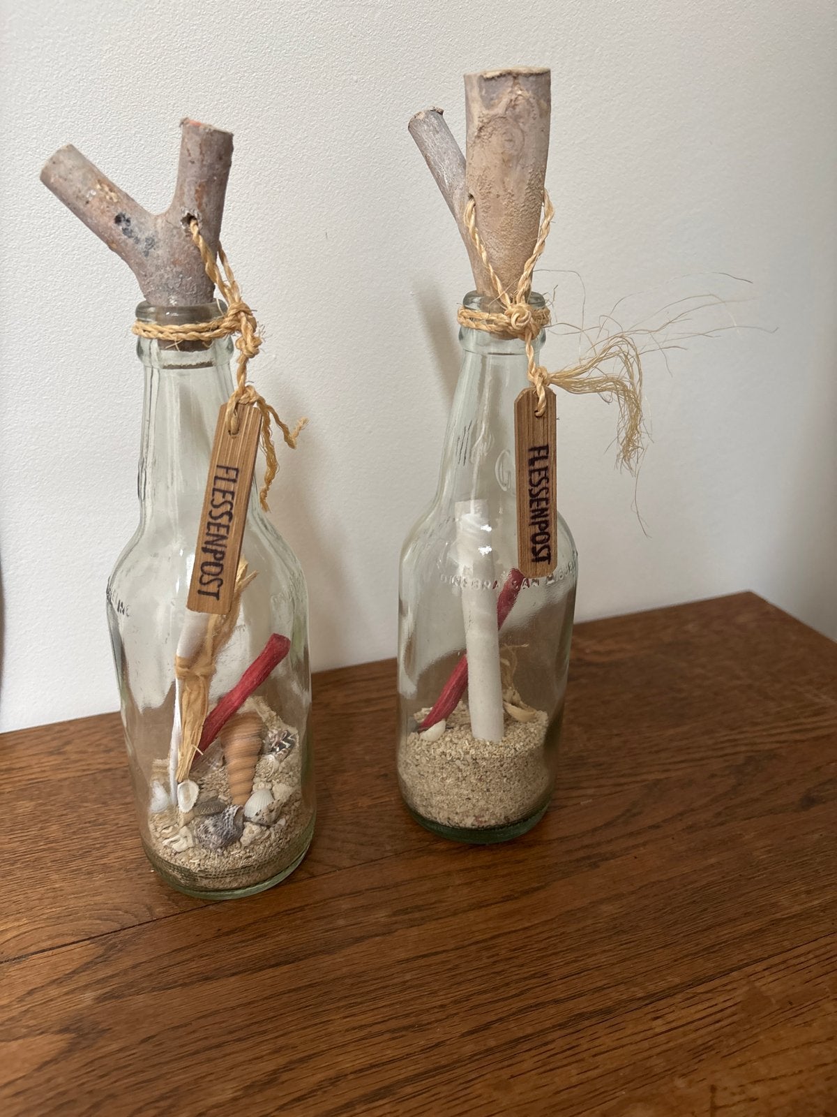 Flessenpost decoratie set met zeezand, schelpen, Huis en Inrichting, Woonaccessoires | Overige, Meerkleurig, Overige stijlen, Nieuw