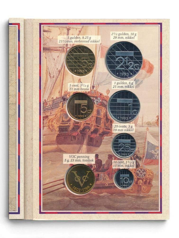 Nederland VOC Muntset Guldens 1993 incl. penning, Ophalen of Verzenden, Koningin Beatrix, Overige waardes, Setje