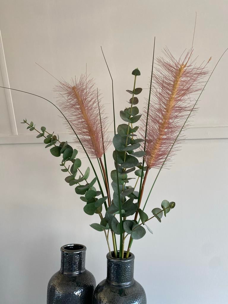Kunstbloemen: Eucalyptus & Palmgras & bloesem (5 takken), Ophalen, Zo goed als nieuw
