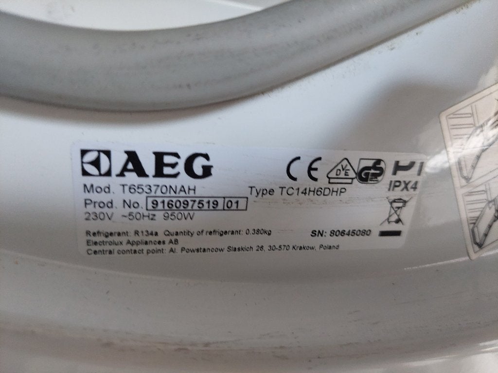 Aeg wasdroger warmtepomp, Ophalen, 6 tot 8 kg, Gebruikt, Overige typen
