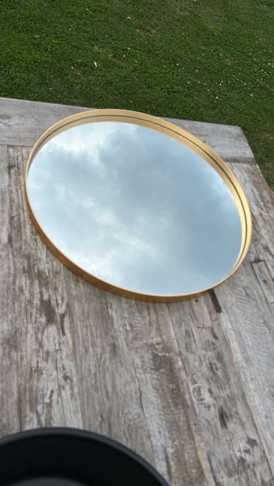 2x ronde spiegel 60 cm met goud-/bronskleurige metalen rand, Huis en Inrichting, Ophalen, Rond, Nieuw, Minder dan 100 cm