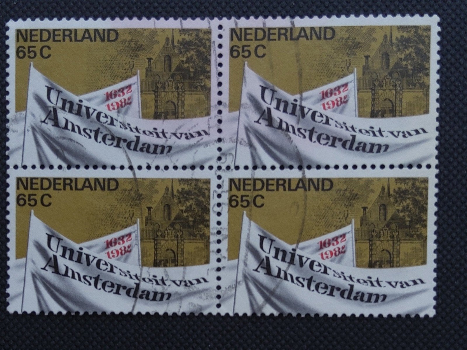 350 jaar universiteit-Amsterdam,, Postzegels en Munten, Postzegels | Nederland, Ophalen of Verzenden, Na 1940, Gestempeld