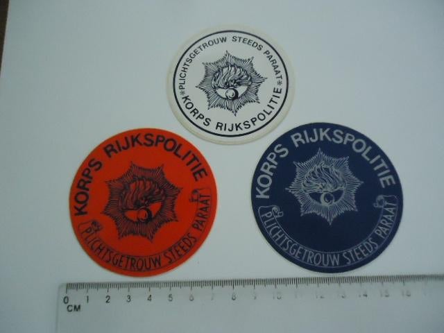 sticker oud Rijkspolitie politie paraat 3 x retro, Verzenden, Zo goed als nieuw, Bedrijf of Vereniging
