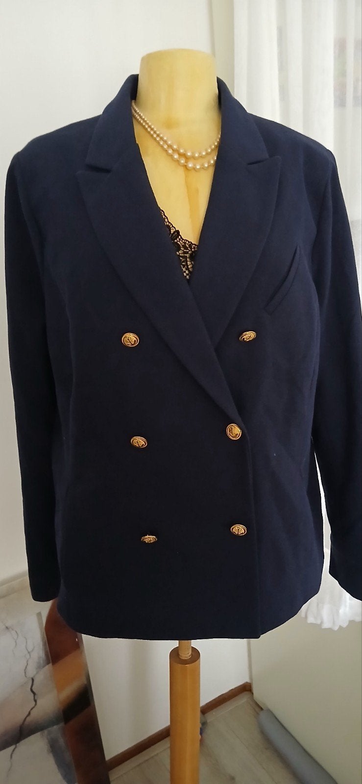ANNE WEYBURN  Dk blauwe blazer goudkl knopen, Anne weyburn, Maat 46/48 (XL) of groter, Nieuw, Jasje