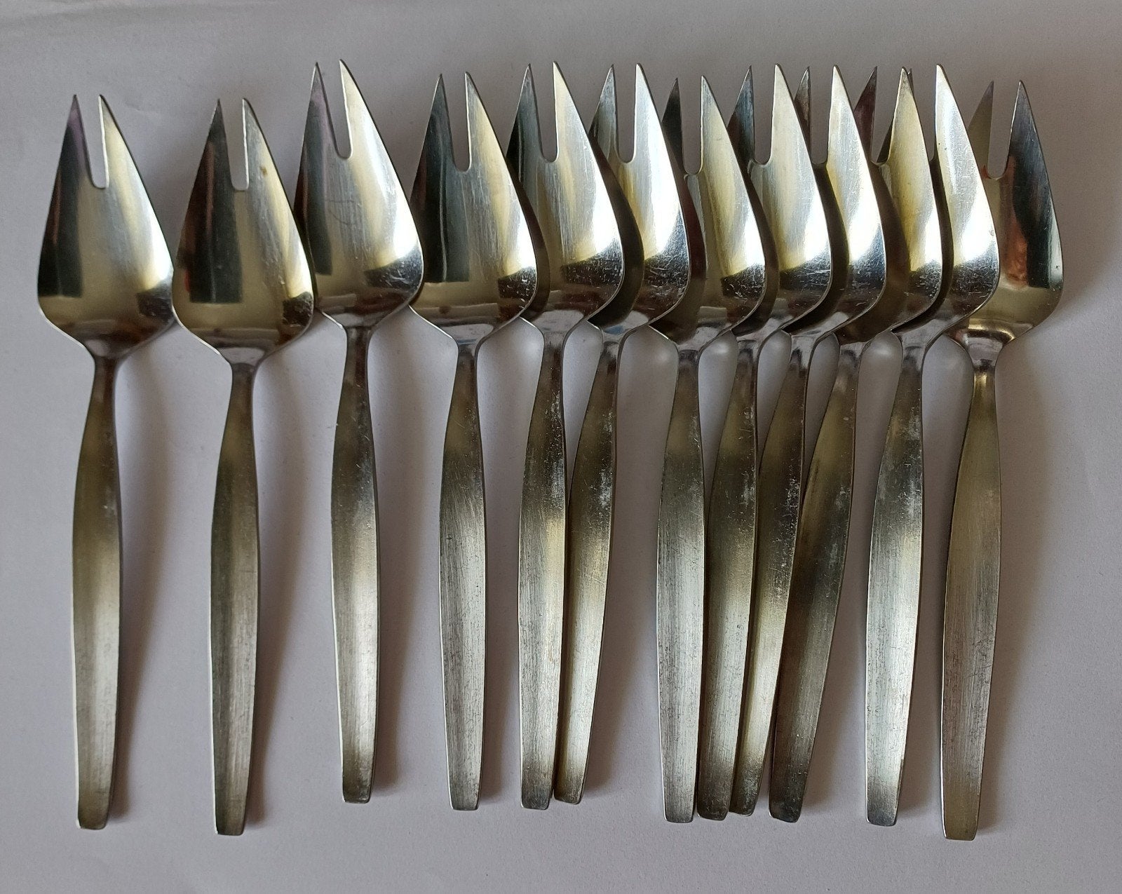 Set van 12 vintage gebaksvorkjes/cocktailvorkjes, Antiek en Kunst, Ophalen of Verzenden