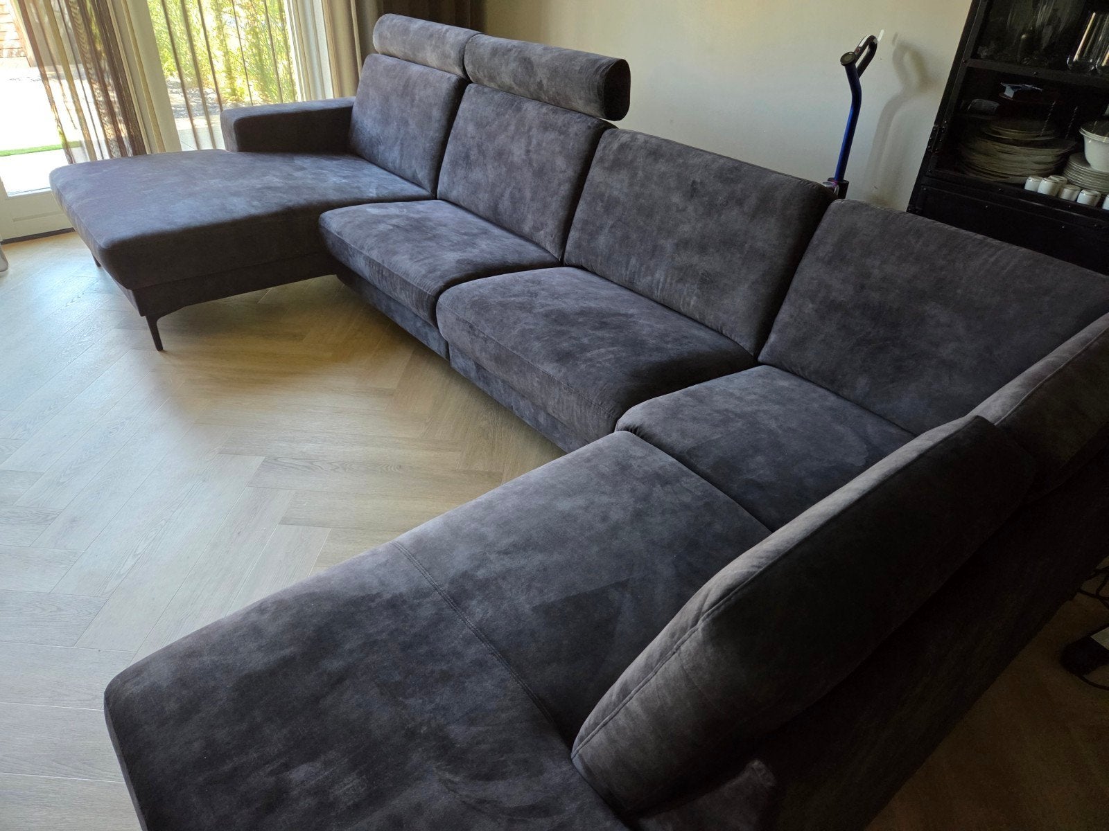 Adore stoffen hoekbank met elektrische relaxfunctie (NIEUW!), Ophalen, Hoekbank, Vierpersoons of meer, 300 cm of meer
