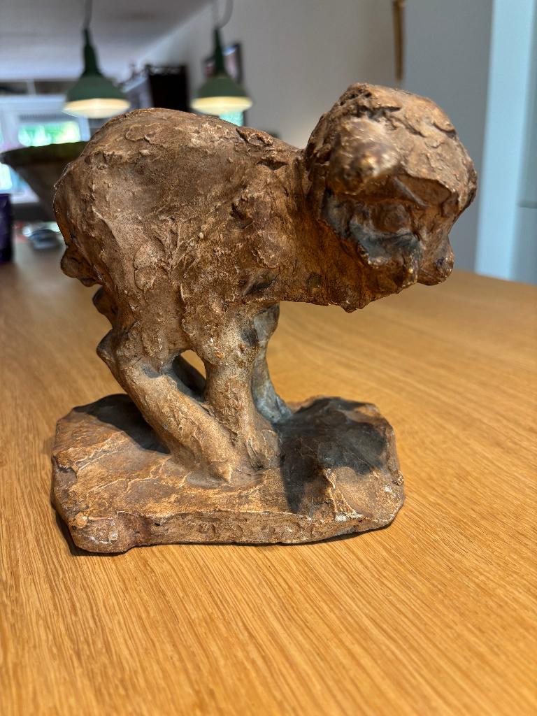 Albert Termote , gipsen beeldje “bokje” rond 1925, Minder dan 20 cm, Ophalen of Verzenden, Zoogdier, Beeld