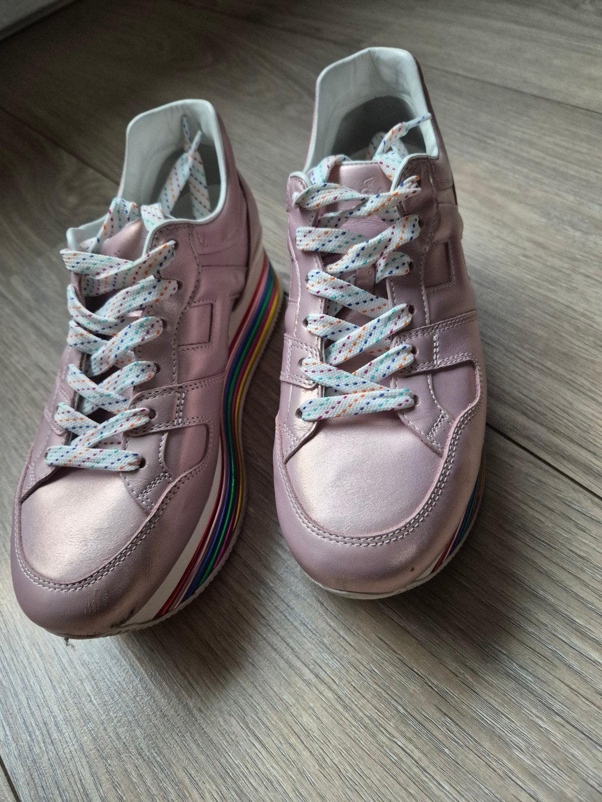 Hogan Sneakers leer roze dames maat 39,5 multicolor zool, Ophalen of Verzenden, Roze, Gedragen, Sneakers of Gympen