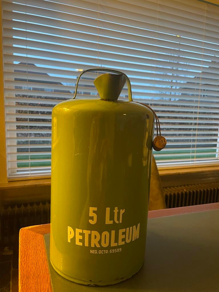 Oude groene petroleumkan 5 liter, Antiek en Kunst, Antiek | Emaille, Ophalen