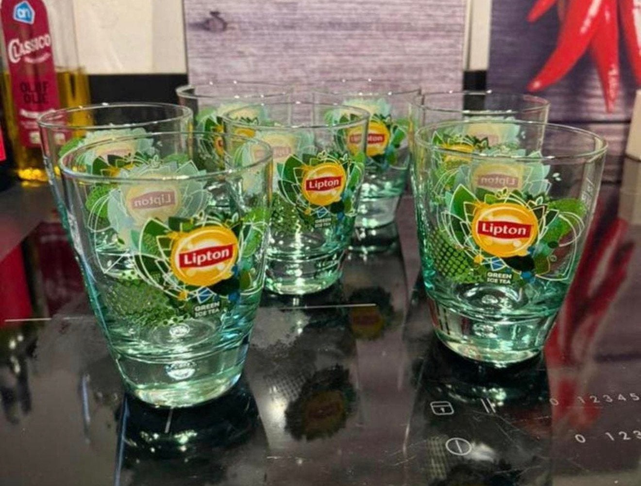 Lipton Ice tea green glazen met luchtbel nieuw, Ophalen, Nieuw, Frisdrankglas