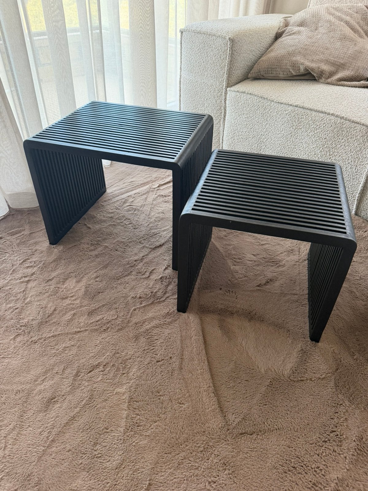 WOOOD bijzettafel set zwart, Minder dan 55 cm, Rond, Zo goed als nieuw, Ophalen