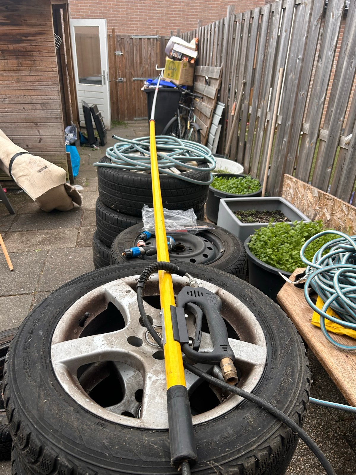 Telescoop lans 8 meter met diverse pompjes en spullen, Ophalen, Gebruikt